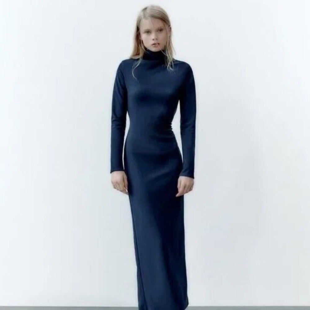 Zara Navy Long Sleeve Dress